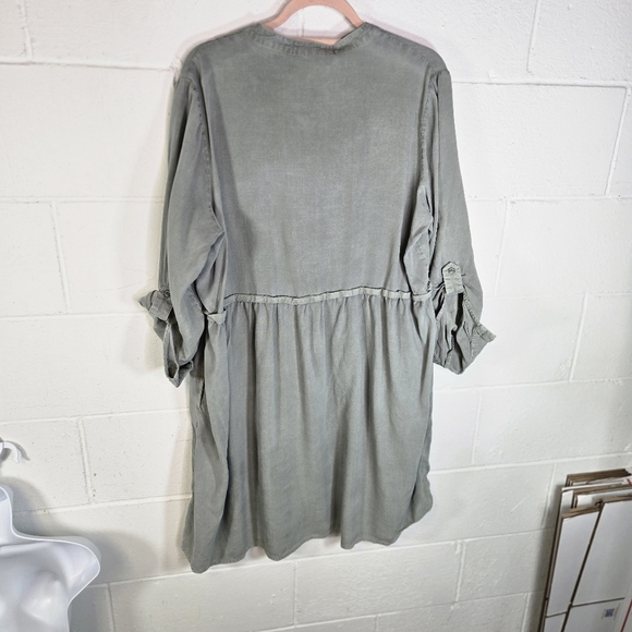 Cloth & Stone Anthropologie Lila Light Green Moss Chambray Dress - Picture 3 of 10